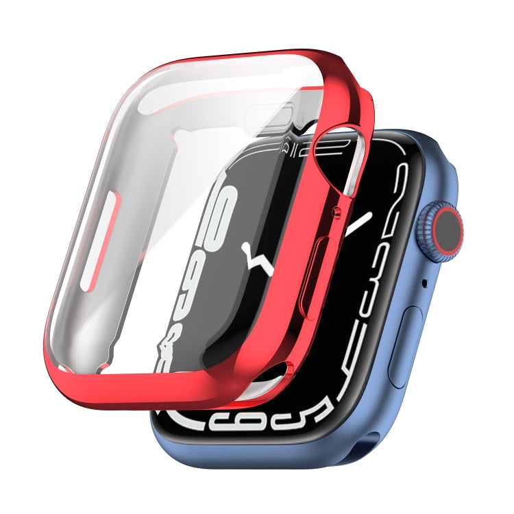 Shockproof TPU Full Protective Shell with Protective Film For Apple Watch Series 9 / 8 / 7 45mm(Red) - Watch Cases by buy2fix | Online Shopping UK | buy2fix