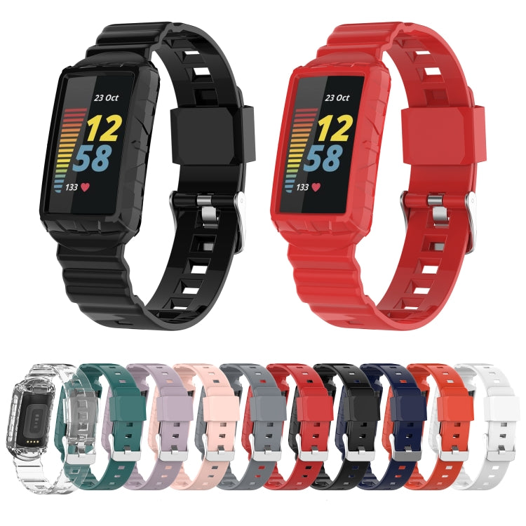 For Fitbit Charge 3 SE Silicone One Body Armor Watch Band(Red) - Watch Bands by buy2fix | Online Shopping UK | buy2fix