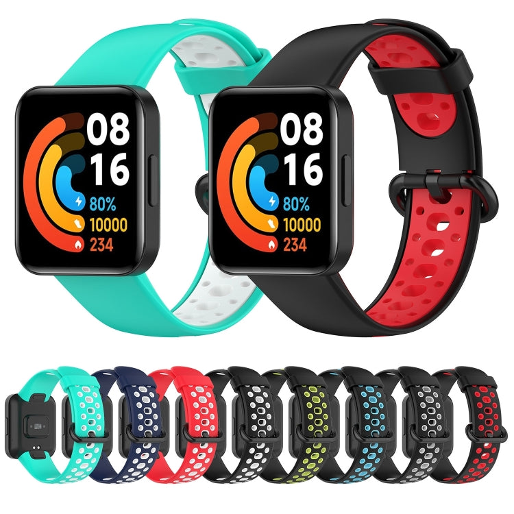 For Xiaomi Redmi Watch 2 Lite Two-Color Mixed Silicone Watch Band(Black+Green) - Watch Bands by buy2fix | Online Shopping UK | buy2fix