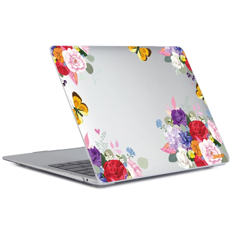 ENKAY Flower Series Pattern Laotop Protective Crystal Case For MacBook Air 13.3 inch A1932 / A2179 / A2337(Rose) - MacBook Air Cases by ENKAY | Online Shopping UK | buy2fix