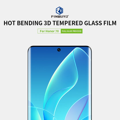 For Honor 70 PINWUYO 9H 3D Hot Bending Tempered Glass Film(Black) - Honor Tempered Glass by PINWUYO | Online Shopping UK | buy2fix