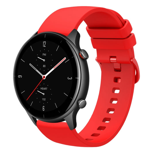 For Amazfit GTR 2e 22mm Solid Color Soft Silicone Watch Band(Red) - Watch Bands by buy2fix | Online Shopping UK | buy2fix