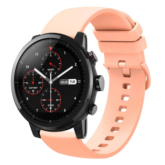 For Amazfit Stratos 22mm Solid Color Soft Silicone Watch Band(Pink) - Watch Bands by buy2fix | Online Shopping UK | buy2fix