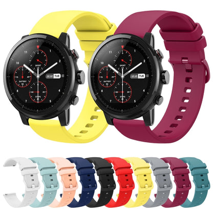 For Amazfit Stratos 22mm Solid Color Soft Silicone Watch Band(Pink) - Watch Bands by buy2fix | Online Shopping UK | buy2fix