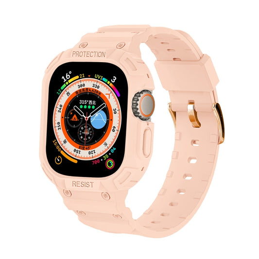 For Apple Watch Ultra 49mm JUNSUNMAY Integrated TPU Case Adjustable Elastic Watch Band(Pink) - Watch Bands by JUNSUNMAY | Online Shopping UK | buy2fix