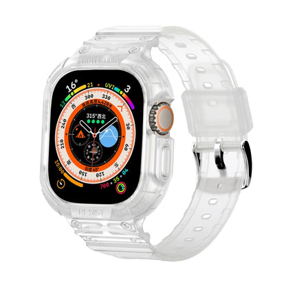 For Apple Watch Ultra 49mm JUNSUNMAY Integrated TPU Case Adjustable Elastic Watch Band(Transparent) - Watch Cases by JUNSUNMAY | Online Shopping UK | buy2fix