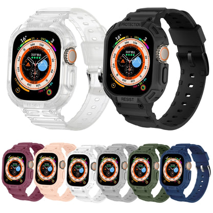 For Apple Watch Ultra 49mm JUNSUNMAY Integrated TPU Case Adjustable Elastic Watch Band(Transparent) - Watch Cases by JUNSUNMAY | Online Shopping UK | buy2fix