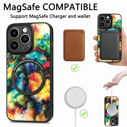 For iPhone 14 Pro Max Colored Drawing Leather Back Cover Magsafe Phone Case(Emerald) - iPhone 14 Pro Max Cases by buy2fix | Online Shopping UK | buy2fix