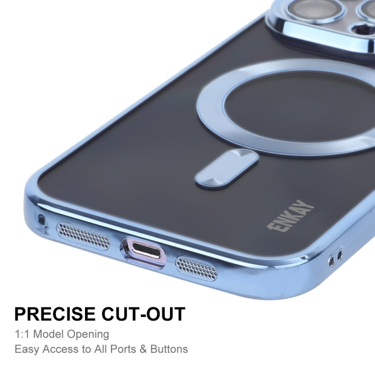 For iPhone 14 Pro ENKAY Electroplated MagSafe Shockproof TPU Phone Case with Lens Film(Dark Blue) - iPhone 14 Pro Cases by ENKAY | Online Shopping UK | buy2fix