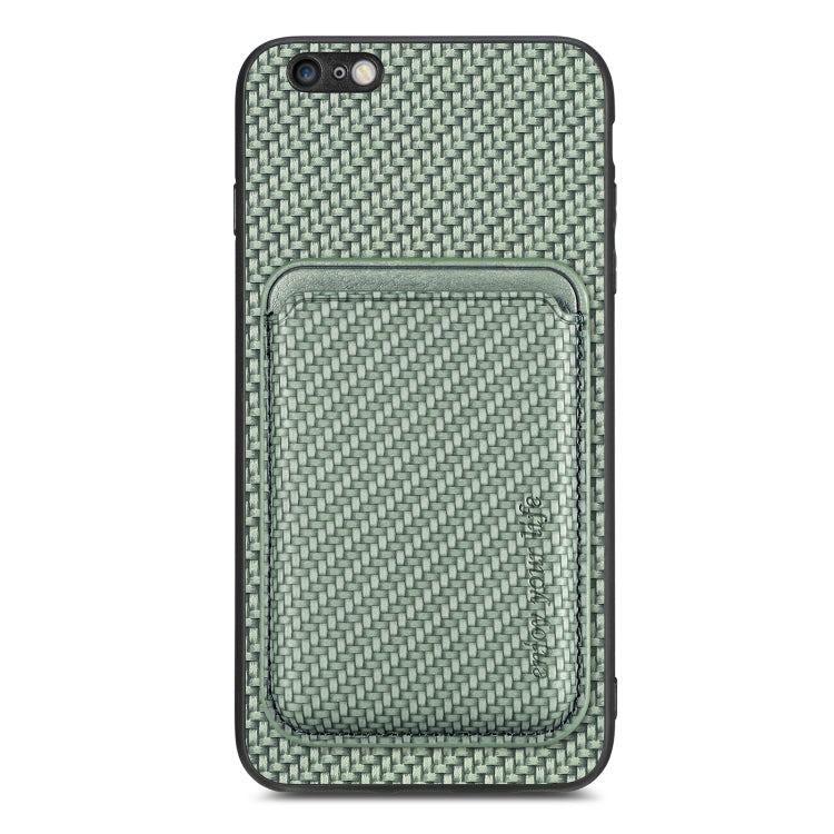 For iPhone 6 Plus / 6S Plus Carbon Fiber Leather Card Magsafe Magnetic Phone Case(Green) - More iPhone Cases by buy2fix | Online Shopping UK | buy2fix