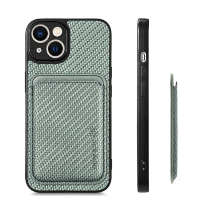 For iPhone 14 Pro Max Carbon Fiber Leather Card Magsafe Magnetic Phone Case(Green) - iPhone 14 Pro Max Cases by buy2fix | Online Shopping UK | buy2fix