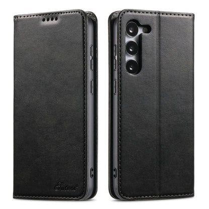 For Samsung Galaxy S24 5G Suteni Calf Texture Horizontal Flip Leather Phone Case(Black) - Galaxy S24 5G Cases by Suteni | Online Shopping UK | buy2fix