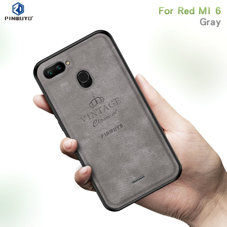 PINWUYO Shockproof Waterproof Full Coverage PC + TPU + Skin Protective Case for Xiaomi Redmi 6(Gray) - Xiaomi Cases by PINWUYO | Online Shopping UK | buy2fix