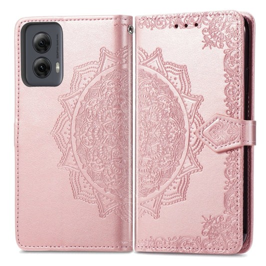 For Motorola Moro G Power 5G 2024 Mandala Flower Embossed Leather Phone Case(Rose Gold) - Motorola Cases by buy2fix | Online Shopping UK | buy2fix