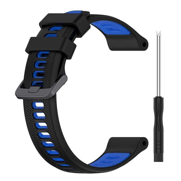 For Garmin Approach S60 Sports Two-Color Silicone Watch Band(Black+Blue) - Watch Bands by buy2fix | Online Shopping UK | buy2fix