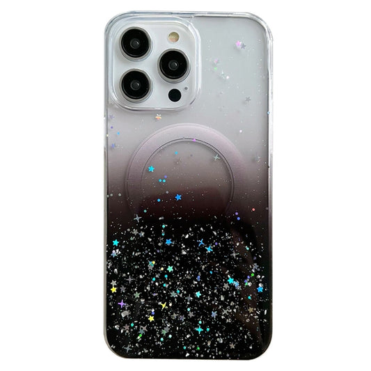 For iPhone 12 Pro MagSafe Glitter Hybrid Clear TPU Phone Case(Black) - iPhone 12 / 12 Pro Cases by buy2fix | Online Shopping UK | buy2fix