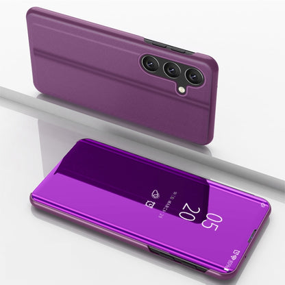 For Samsung Galaxy A35 Plated Mirror Horizontal Flip Leather Phone Case with Holder(Purple) - Galaxy Phone Cases by buy2fix | Online Shopping UK | buy2fix