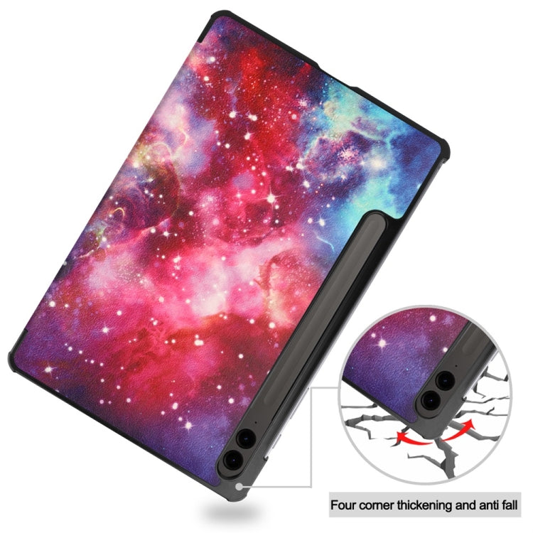 For Samsung Galaxy Tab S9 FE+ 12.4 JUNSUNMAY Custer Painted 3-Fold Stand Leather Smart Tablet Case(Galaxy) - Galaxy Tab S9 FE+ by JUNSUNMAY | Online Shopping UK | buy2fix