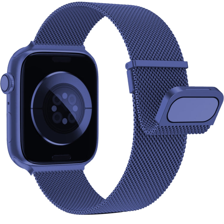 For Apple Watch 4 44mm Milan Double Magnetic Steel Mesh Watch Band(Blue) - Watch Bands by buy2fix | Online Shopping UK | buy2fix