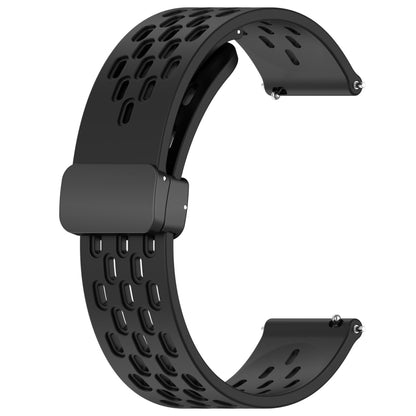 For Amazfit GTS 4 20mm Folding Magnetic Clasp Silicone Watch Band(Black) - Watch Bands by buy2fix | Online Shopping UK | buy2fix
