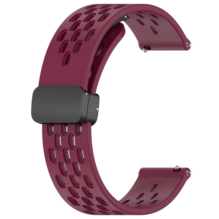 For Amazfit GTR 42mm 20mm Folding Magnetic Clasp Silicone Watch Band(Burgundy) - Watch Bands by buy2fix | Online Shopping UK | buy2fix