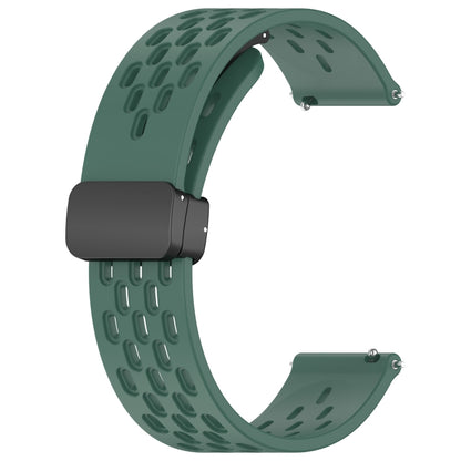For Amazfit GTR 42mm 20mm Folding Magnetic Clasp Silicone Watch Band(Dark Green) - Watch Bands by buy2fix | Online Shopping UK | buy2fix