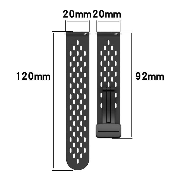 For Amazfit GTS 4 Mini 20mm Folding Magnetic Clasp Silicone Watch Band(Blue) - Watch Bands by buy2fix | Online Shopping UK | buy2fix