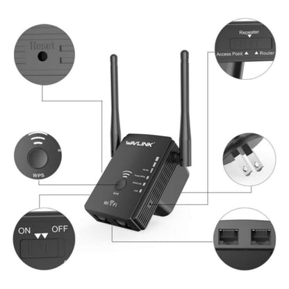 Wavlink WN578R2 With 2 External Antennas N300 Wireless AP/Range Extender/Router, Plug:US Plug - Wireless Routers by WAVLINK | Online Shopping UK | buy2fix