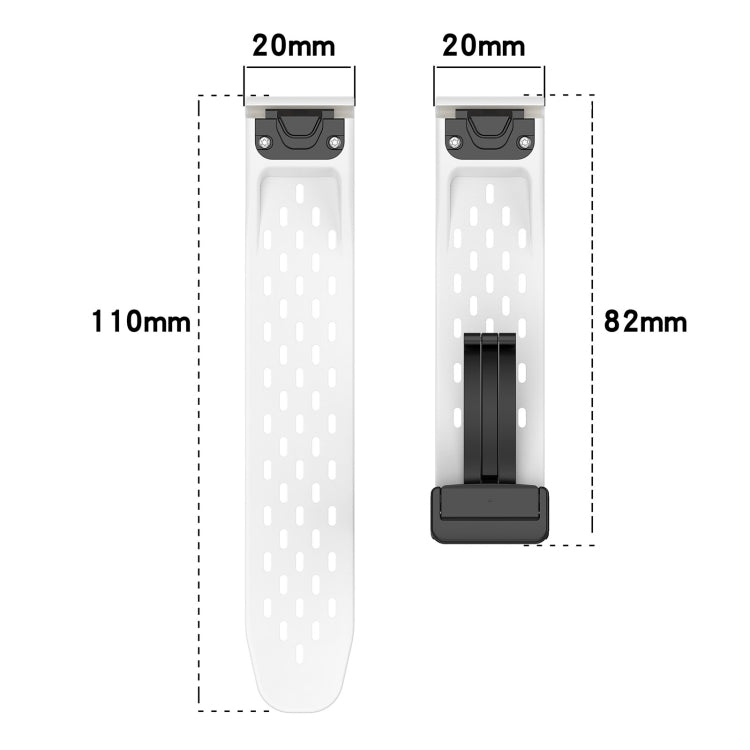 For Garmin Instinct 2S 20mm Folding Buckle Hole Silicone Watch Band(White) - Watch Bands by buy2fix | Online Shopping UK | buy2fix