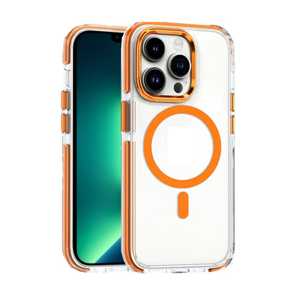 For iPhone 13 Pro Max Dual-color MagSafe TPU Hybrid Clear PC Shockproof Phone Case(Orange) - iPhone 13 Pro Max Cases by buy2fix | Online Shopping UK | buy2fix