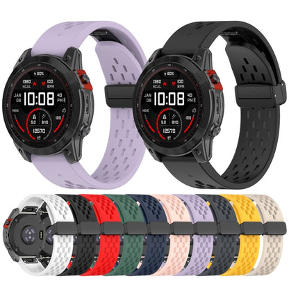 For Garmin Fenix 6X Sapphire GPS Quick Release Holes Magnetic Buckle Silicone Watch Band(Starlight Color) - Watch Bands by buy2fix | Online Shopping UK | buy2fix