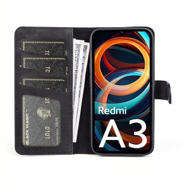 For Xiaomi Redmi A3 Stitching Horizontal Flip Leather Phone Case(Black) - Xiaomi Cases by buy2fix | Online Shopping UK | buy2fix