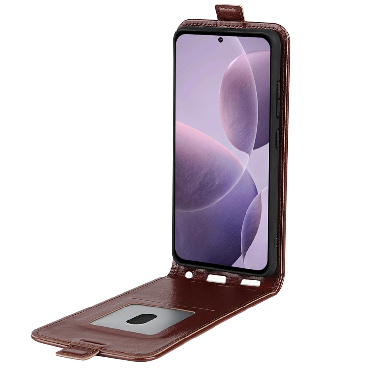 For Xiaomi Redmi K70 R64 Texture Single Vertical Flip Leather Phone Case(Brown) - K70 Cases by buy2fix | Online Shopping UK | buy2fix