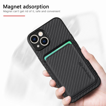 For iPhone 15 Plus Carbon Fiber Leather Card Magsafe Phone Case(Black) - iPhone 15 Plus Cases by buy2fix | Online Shopping UK | buy2fix