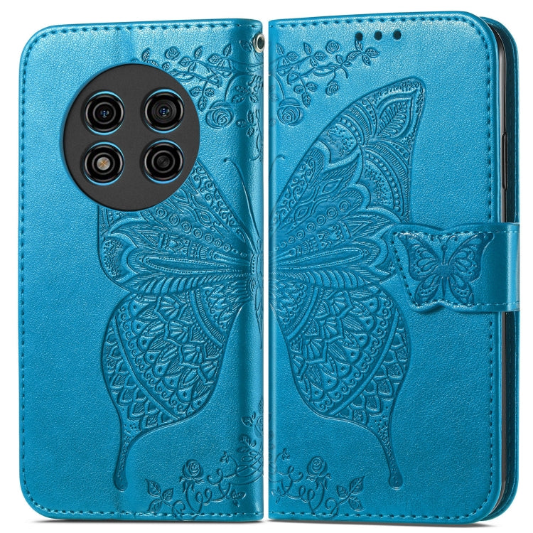 For Ulefone Note 15 Butterfly Love Flower Embossed Leather Phone Case(Blue) - Ulefone Cases by buy2fix | Online Shopping UK | buy2fix