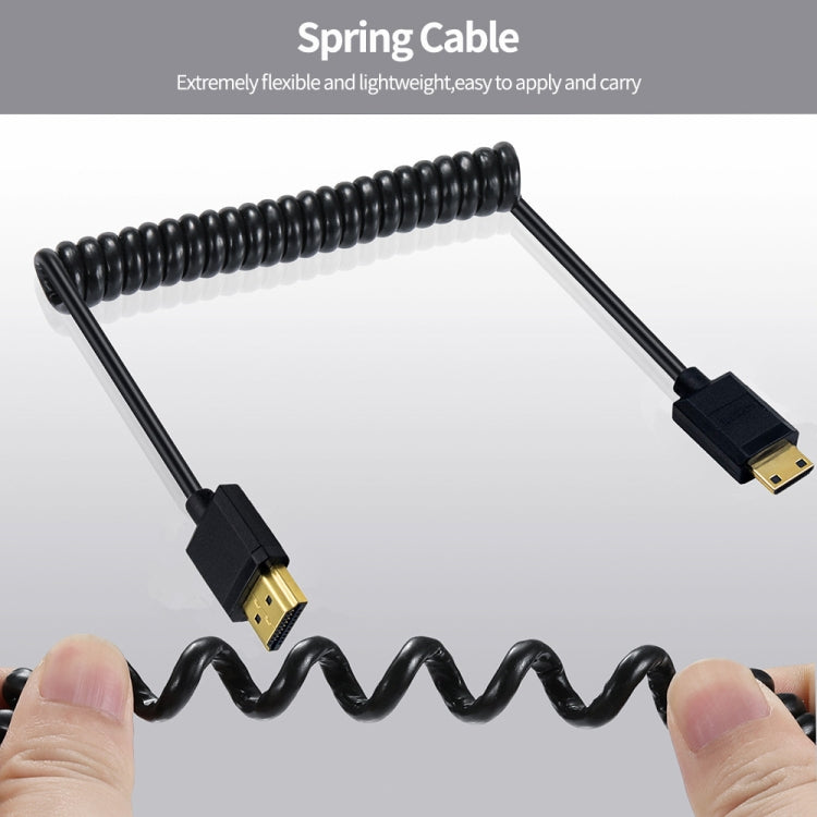 JUNSUNMAY 4K 60Hz Mini HDMI Male to HDMI 2.0V Male Spring Cable, Length:1.2m(Up) - Cable by JUNSUNMAY | Online Shopping UK | buy2fix