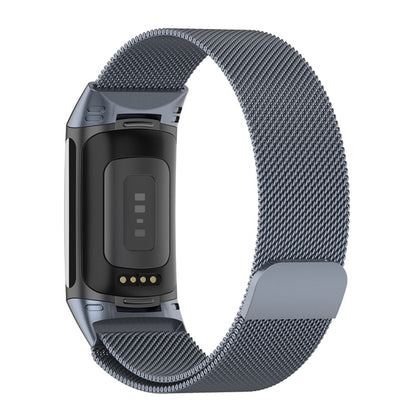 For Fitbit Charge 6 Milan Magnetic Metal Steel Mesh Watch Band(Gray) - Watch Bands by buy2fix | Online Shopping UK | buy2fix