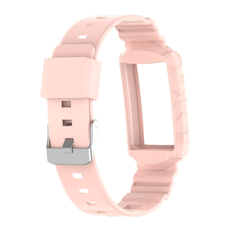 For Fitbit Charge 6 / 5 / 4 / 3 Armor Integrated TPU Watch Band(Light Pink) - Watch Bands by buy2fix | Online Shopping UK | buy2fix