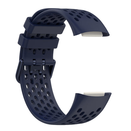 For Fitbit Charge 6 Solid Color Breathable Sports Silicone Watch Band(Dark Blue) - Watch Bands by buy2fix | Online Shopping UK | buy2fix