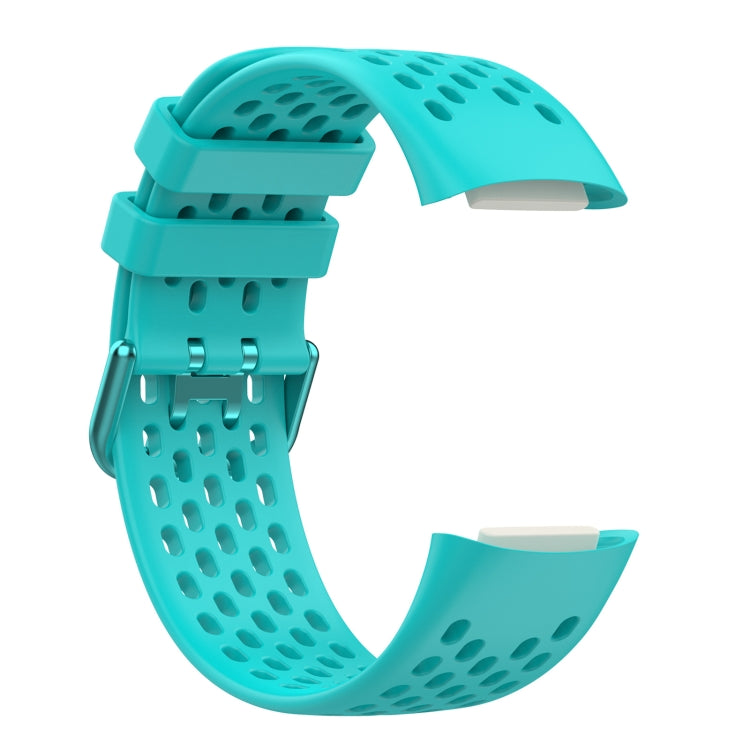 For Fitbit Charge 6 Solid Color Breathable Sports Silicone Watch Band(Teal Green) - Watch Bands by buy2fix | Online Shopping UK | buy2fix