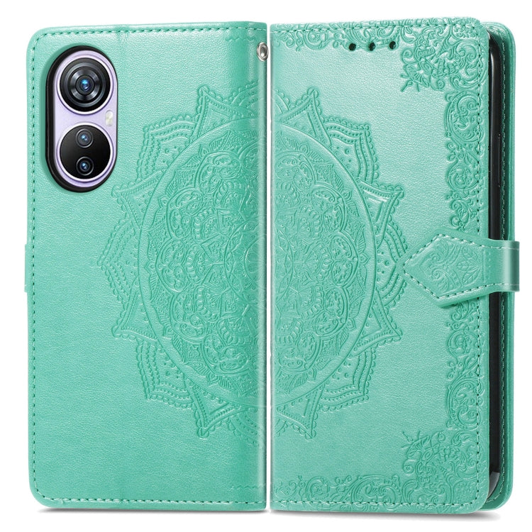 For Blackview A200 Pro Mandala Flower Embossed Leather Phone Case(Green) - More Brand by buy2fix | Online Shopping UK | buy2fix