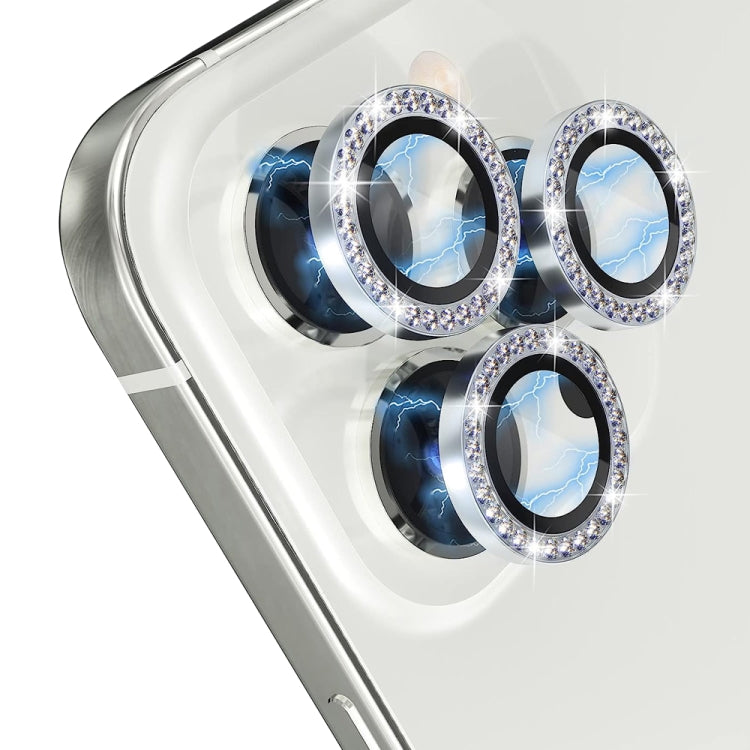 For iPhone 15 Pro / 15 Pro Max NORTHJO Camera Lens Protector Tempered Glass Metal Rhinestone Ring Film(Silver) - iPhone 15 Pro Tempered Glass by NORTHJO | Online Shopping UK | buy2fix