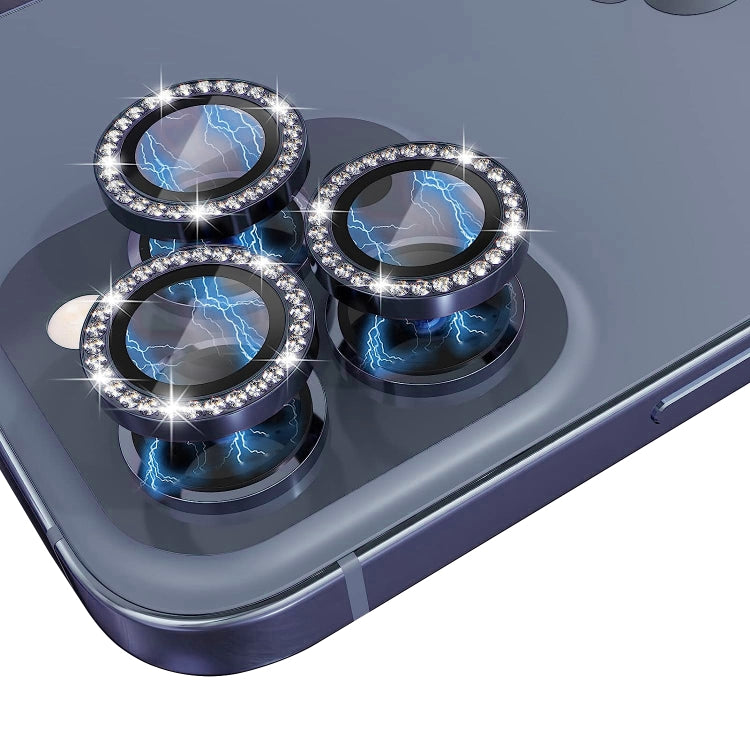 For iPhone 15 Pro / 15 Pro Max NORTHJO Camera Lens Protector Tempered Glass Metal Rhinestone Ring Film(Blue) - iPhone 15 Pro Tempered Glass by NORTHJO | Online Shopping UK | buy2fix