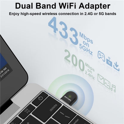 WAVLINK WN691A1F 5GHz / 2.4GHz Wireless Dongle AC650 USB 2.0 WiFi Adapter - USB Network Adapter by WAVLINK | Online Shopping UK | buy2fix