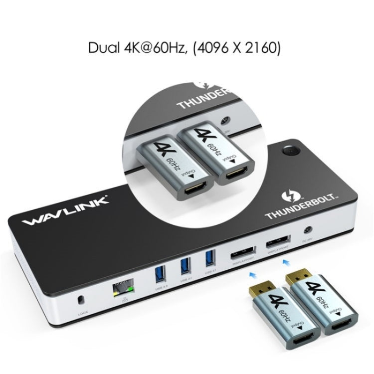 WAVLINK UTD21H 11 in 1 4K Dual DisplayPort Hub Converter Thunderbolt 3 Docking Station, Plug:EU Plug - USB HUB by WAVLINK | Online Shopping UK | buy2fix