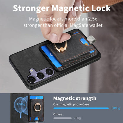 For Samsung Galaxy S25 Ultra 5G Retro Splitable Magnetic Card Bag Leather Phone Case(Black) - Galaxy Phone Cases by buy2fix | Online Shopping UK | buy2fix