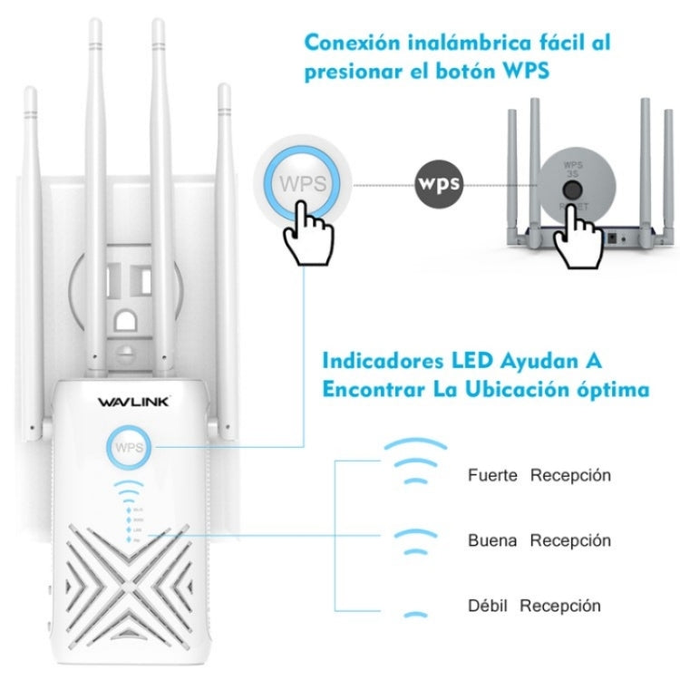 WAVLINK WN579X3 With 5dBi Antennas AC1200 Wireless Router 2.4G / 5G Dual Band WiFi Repeater, Plug:US Plug - Wireless Routers by WAVLINK | Online Shopping UK | buy2fix