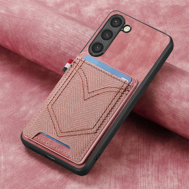 For Samsung Galaxy S25 Ultra 5G Denim Texture Leather Skin Phone Case with Card Slot(Pink) - Galaxy S25 Ultra 5G Cases by buy2fix | Online Shopping UK | buy2fix