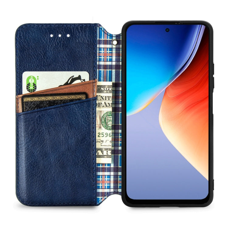 For Blackview A96 Cubic Grid Pressed Magnetic Leather Phone Case(Blue) - More Brand by buy2fix | Online Shopping UK | buy2fix