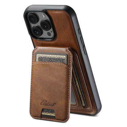 For iPhone 16 Pro Max Suteni H15 MagSafe Oil Eax Leather Detachable Wallet Back Phone Case(Brown) - iPhone 16 Pro Max Cases by Suteni | Online Shopping UK | buy2fix